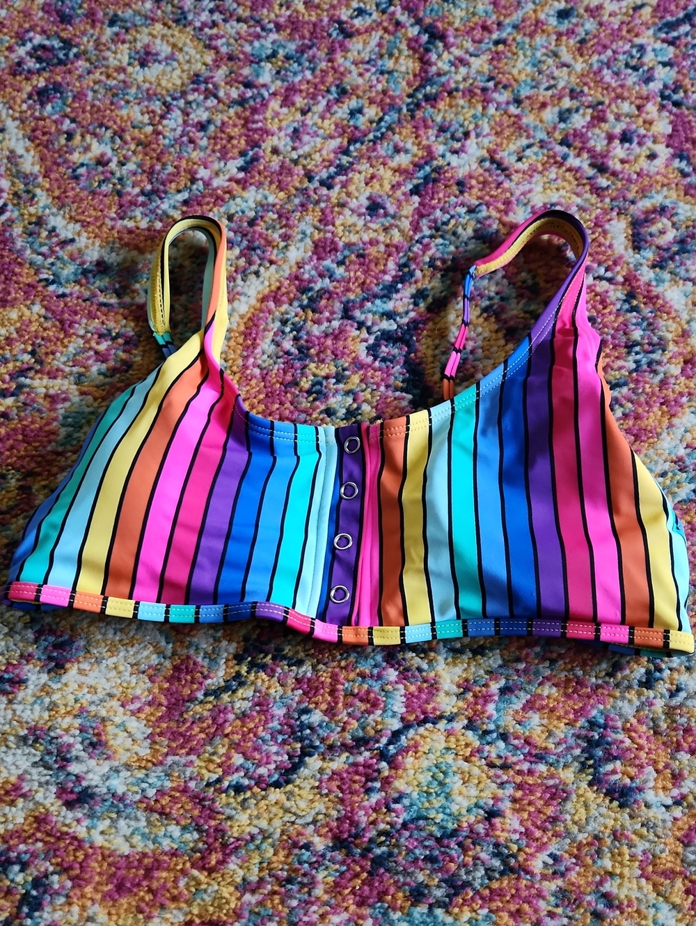 Heal Rainbow Striped Crop Top - Multicolor M